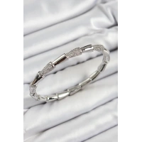 Pirinç Zirkon Taşlı Kemik Model Gümüş Renk Vip Kadın Bileklik