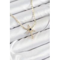 Pirinç Zirkon Taşlı Kutup Yıldızı Model Ezme Zincir Gold Renk Kadın Kolye