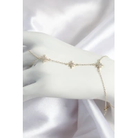 Pirinç Zirkon Taşlı Kutup Yıldızı Model Gold Renk Kadın Şahmeran