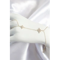 Pirinç Zirkon Taşlı Kutup Yıldızı Model Gold Renk Kadın Şahmeran
