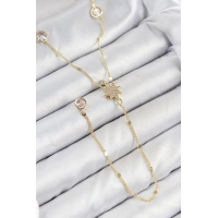 Pirinç Zirkon Taşlı Kutup Yıldızı Model Gold Renk Y Kolye