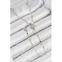 Pirinç Zirkon Taşlı Kutup Yıldızı Model Gümüş Renk Y Kolye