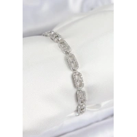 Pirinç Zirkon Taşlı Messika Model Gümüş Renk VIP Seri Kadın Bileklik