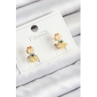 Pirinç Zirkon Taşlı Pamuk Prenses Model Gold Renk Çocuk Küpe