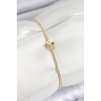 Pirinç Zirkon Taşlı Papatya Model Gold Renk Kadın Bilekilk