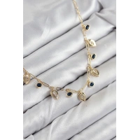 Pirinç Zirkon Taşlı Sallantılı Damla Model Gold Renk Kadın Kolye