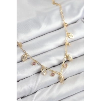 Pirinç Zirkon Taşlı Sallantılı Damla Model Gold Renk Kadın Kolye