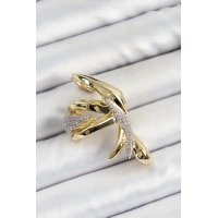 Pirinç Zirkon Taşlı Sıkıştırma Sağ Kıkırdak Gold Renk Kadın Küpe