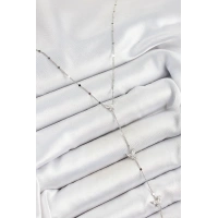 Pirinç Zirkon Taşlı Sıralı Kelebek Figürlü Y Model Gümüş Renk Kadın Kolye