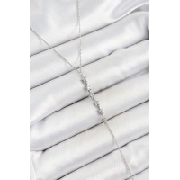 Pirinç Zirkon Taşlı Sıralı Yıldız Figürlü Y Model Gümüş Renk Kadın Kolye