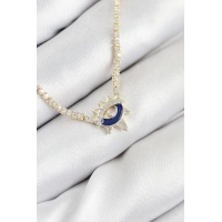 Pirinç Zirkon Taşlı Su Yolu Göz Model Gold Renk Kadın Kolye