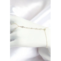 Pirinç Zirkon Taşlı Y Model Gold Renk Kadın Şahmeran