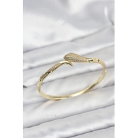 Pirinç Zirkon Taşlı Yılan Model Kadın Kelepçe Bileklik