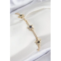 Pirinç Zirkon Taşlı Yıldız Model Gold Renk Kadın Bileklik