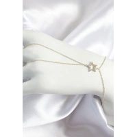 Pirinç Zirkon Taşlı Yıldız Model Gold Renk Kadın Şahmeran