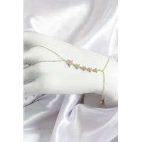 Pirinç Zirkon Taşlı Yıldız Model Gold Renk Kadın Şahmeran