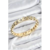Pirinç Zirkon Taşlı Yıldız Model Gold Renk Lastikli Kadın Bileklik