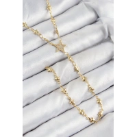 Pirinç Zirkon Taşlı Yıldız Model Gold Renk Y Kolye