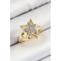 Pirinç Zirkon Taşlı Yıldız Model Gold Ve Gümüş Renk Kadın Yüzük