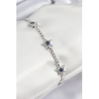 Pirinç Zirkon Taşlı Yıldız Model Gümüş Renk Kadın Bileklik