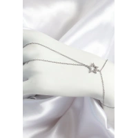 Pirinç Zirkon Taşlı Yıldız Model Gümüş Renk Kadın Şahmeran