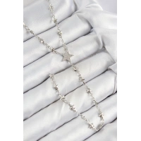 Pirinç Zirkon Taşlı Yıldız Model Gümüş Renk Y Kolye