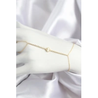 Pirinç Zirkon Taşlı Yonca Model Gold Renk Şahmeran