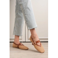 Ponti Taba Cilt Hasır Detaylı Babet Ayakkabı