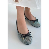 Potte Siyah Saten Babet Ayakkabı