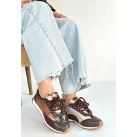 Ranu Kahverengi Cilt Paraşüt Detaylı Bağcıklı Spor Ayakkabı