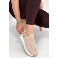 Renji Bej Triko Bağcıklı Spor Ayakkabı