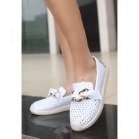 Riwan Beyaz Cilt Babet Ayakkabı