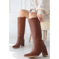 Roksa Taba Cilt Topuklu Çizme