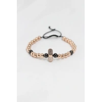 Rose Renk Çelik Zirkon Objeli Asansörlü Bileklik