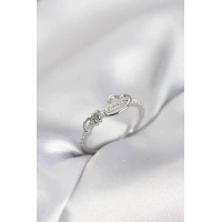 Sarmal Kalp Model Zirkon Taşlı Gümüş Renk Kadın Yüzük