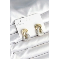 Sarmal Model Gold Gümüş Renk Pirinç Kadın Küpe