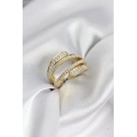 Sarmal Zirkon Baget Taşlı Gold Renk Kadın Yüzük