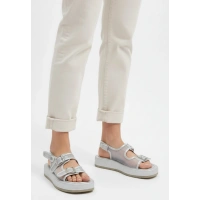 Sinna Gümüş Cilt Tül Detaylı Sandalet