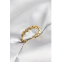 Sıralı Çiçek Model Gold Renk Zirkon Taşlı Kadın Yüzük