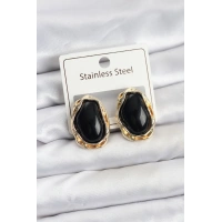 Siyah Damla Model Pirinç Vintage Kadın Küpe