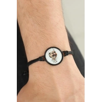 Siyah Renk Deri Ayarlamlı İpli Erdal Bakkal Erkek Bileklik