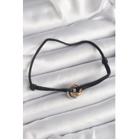 Siyah Renk İpli Asansörlü Mix Renk Çelik Halka Model Kadın Bileklik