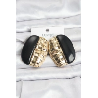 Siyah Renk Pirinç Vintage Kadın Küpe