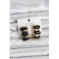 Siyah Renk Pirinç Vintage Kadın Küpe