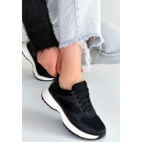 Slar Siyah Cilt Simli Bağcıklı Spor Ayakkabı