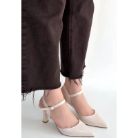 Suden Bej Rugan Topuklu Ayakkabı