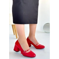 Tino Kırmızı Cilt Topuklu Ayakkabı