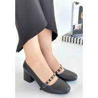 Tino Siyah Cilt Topuklu Ayakkabı