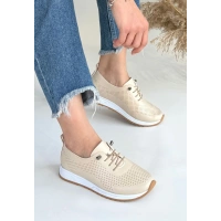 Tone Bej Cilt Bağcıklı Spor Ayakkabı