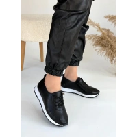 Tone Siyah Cilt Bağcıklı Spor Ayakkabı